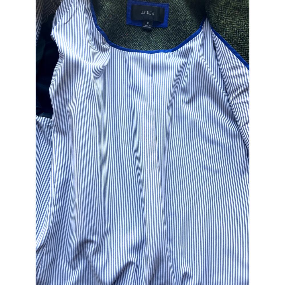 J.Crew Bristol Blazer Jacket Double Breasted Herringbone Wool Green Size 8 - Picture 10 of 10